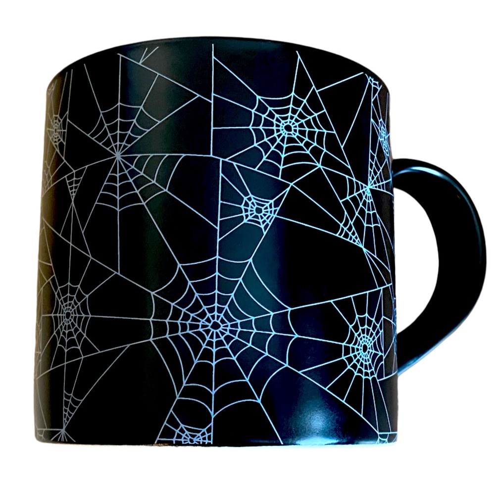 HYDE AND EEK Stoneware Black Spider Web Goth/Halloween Coffee Mug